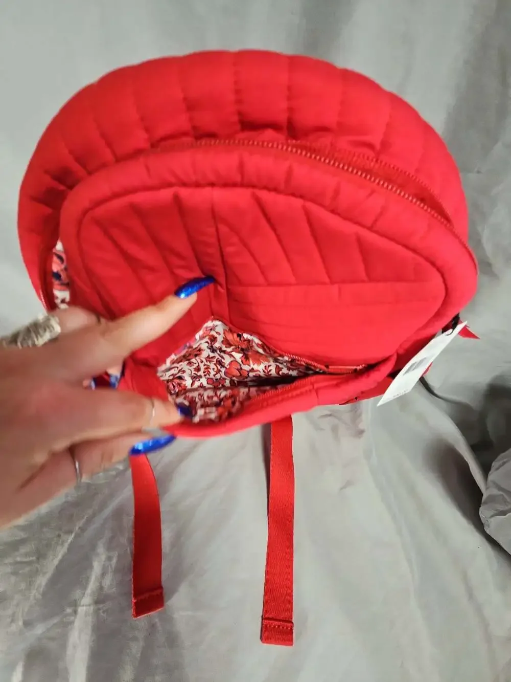 Vera Bradley Small Backpack in Cardinal Red Quilted Fabric